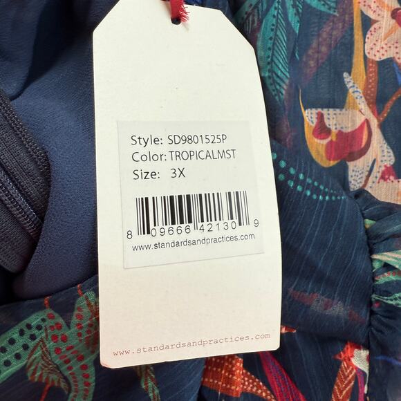 Standards & Practices Dress Womens 3X Tropical Chiffon Floral Boho Flattering - Picture 7 of 16